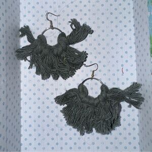 Elegant Fringe Hoop Earrings in Gray